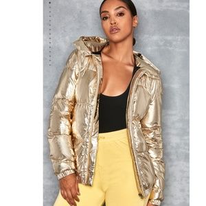 Gold Puffer Jacket for Women
